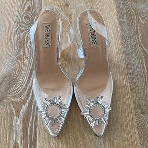 WetKiss Acrylic Clear Pump Slingback Heels Size 6